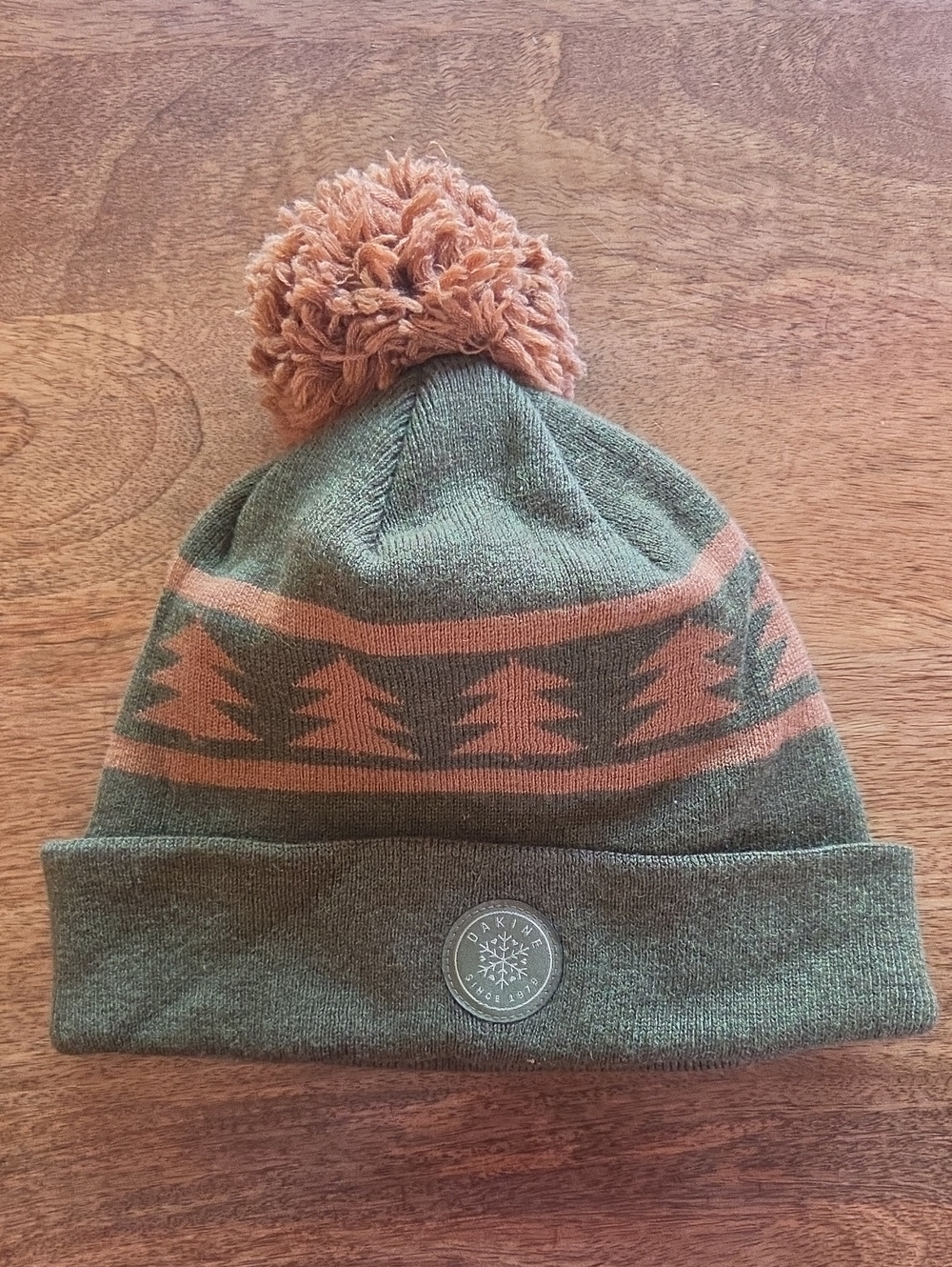 Dakine Green and Rust Tree Pom Beanie